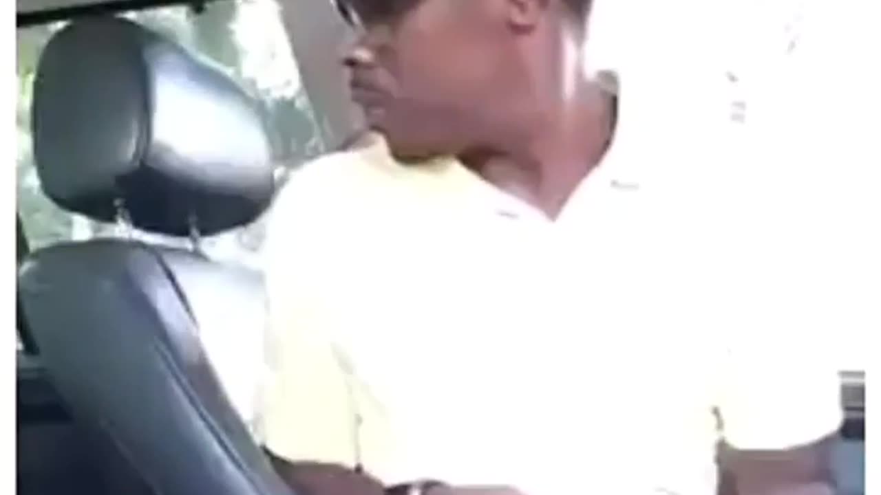 Dog jumps in man's car.