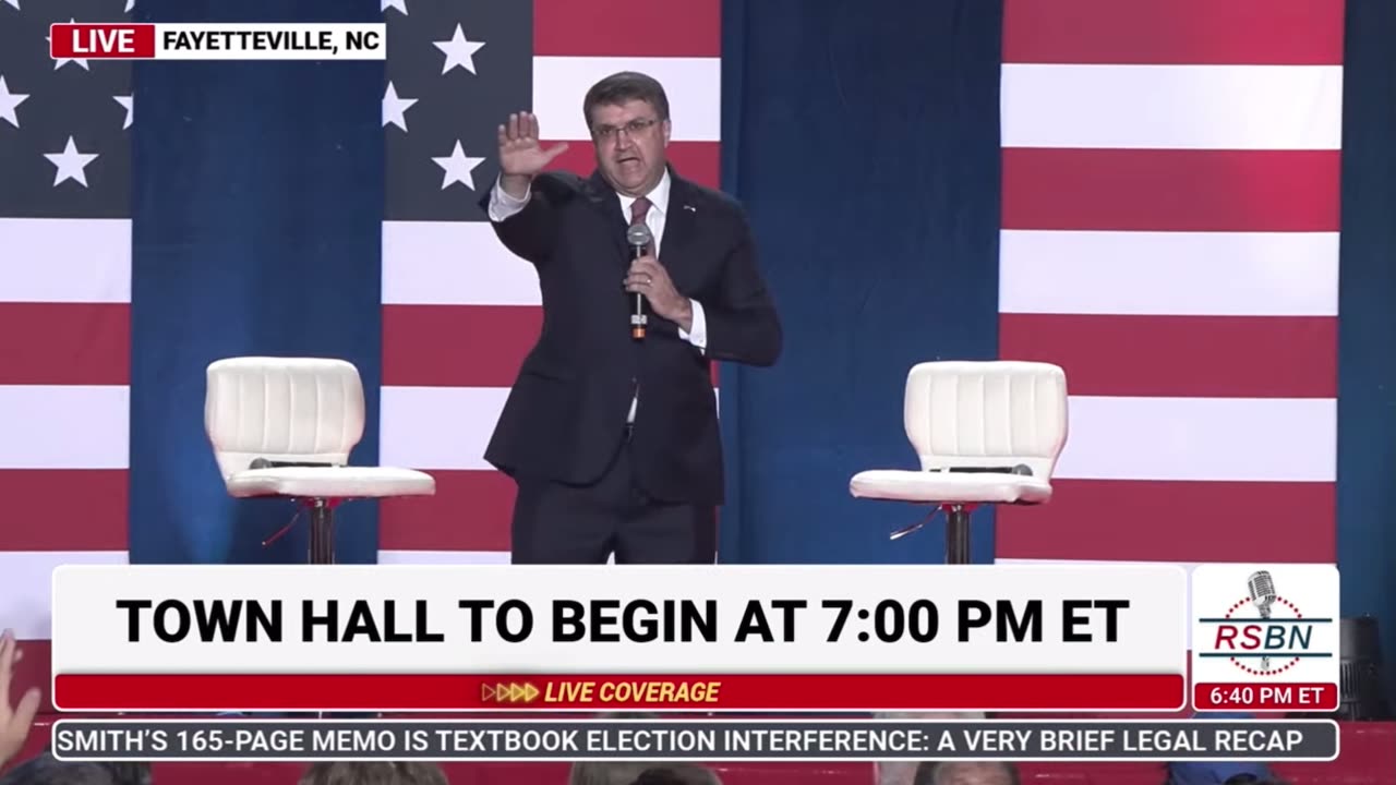 Robert Wilkie addresses the crowd at Trump Town Hall in North Carolina