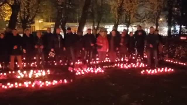 That's how it was the night before at the site of the demolished monument in Liepaja