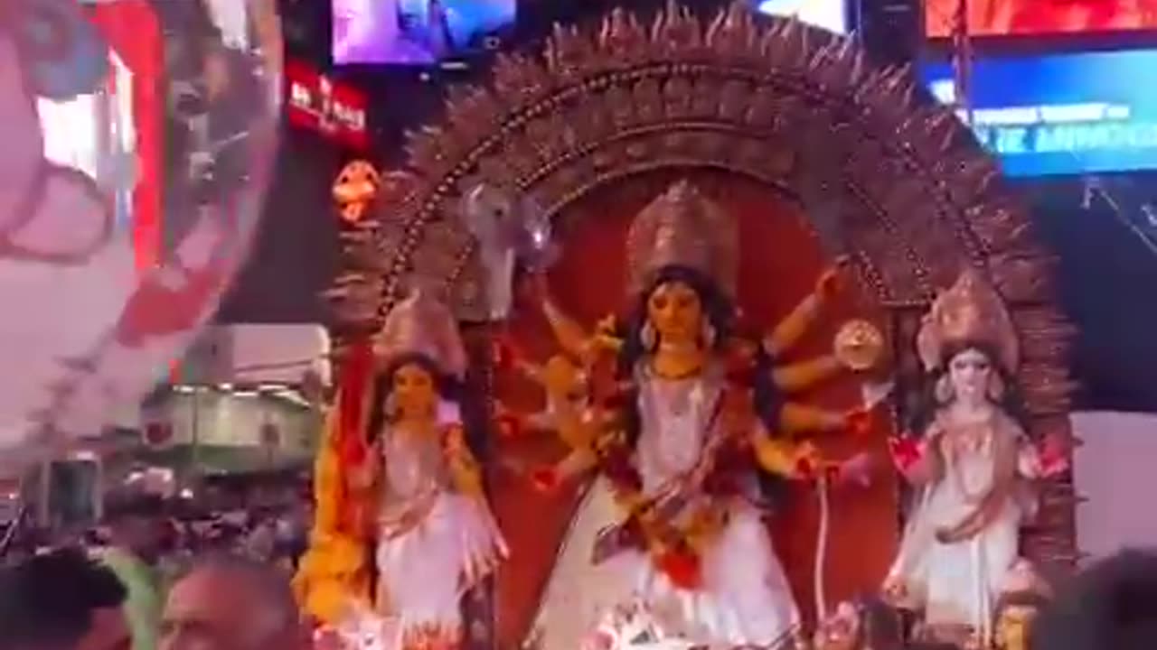 1st time, Durga puja was organized at the centre of Times Square, New York City, United States.