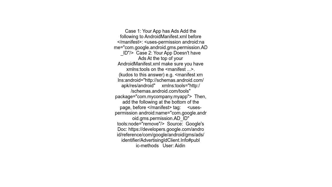 Action requested Declare your Ad ID permission