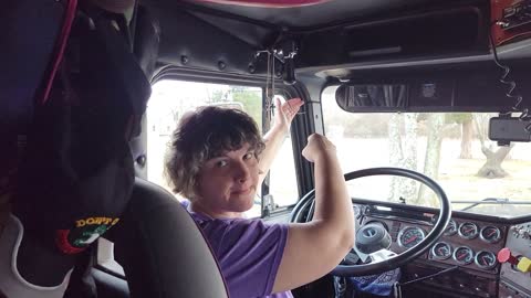 CLIMBING UP INSIDE THE FREIGHTLINER: READY TO LEAVE OUT