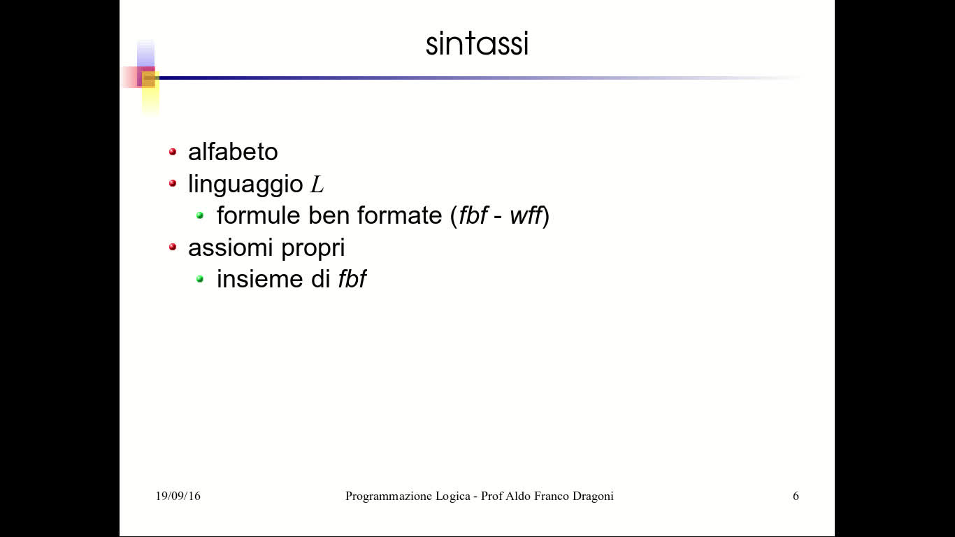 IA01: Logica del 1° Ordine: Sintassi