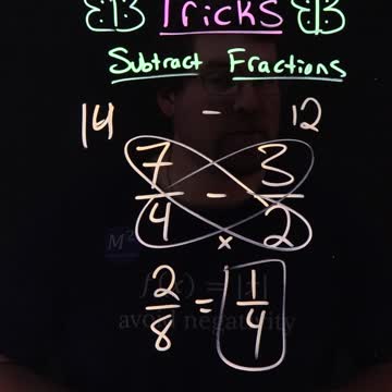 The Butterfly Method for Subtracting Fractions | 7/4-3/2 | Minute Math Tricks Part 142 #shorts