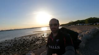 Vlog while walking. Waterside