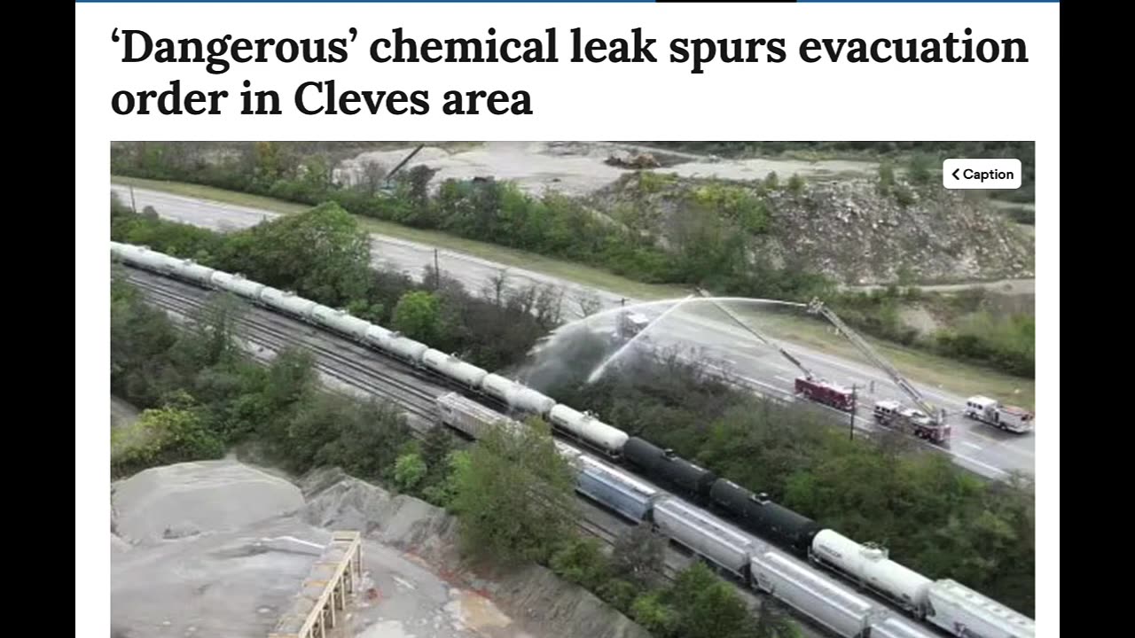 DANGEROUS CHEMICAL LEAK FROM TRAIN IN OHIO IS RIGHT BY EAST PALESTINE LOOKS LIKE ITS DELIBERATE