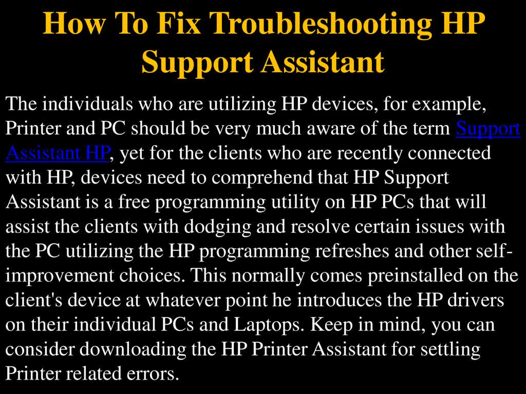 How To Fix Troubleshooting HP Support Assistant