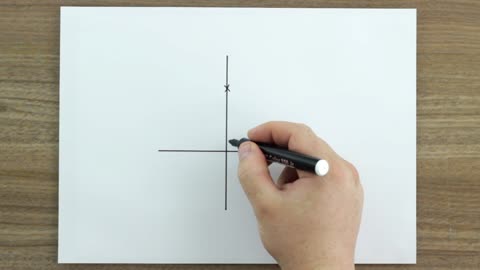 Traçar uma perpendicular por um ponto qualquer com esquadro.