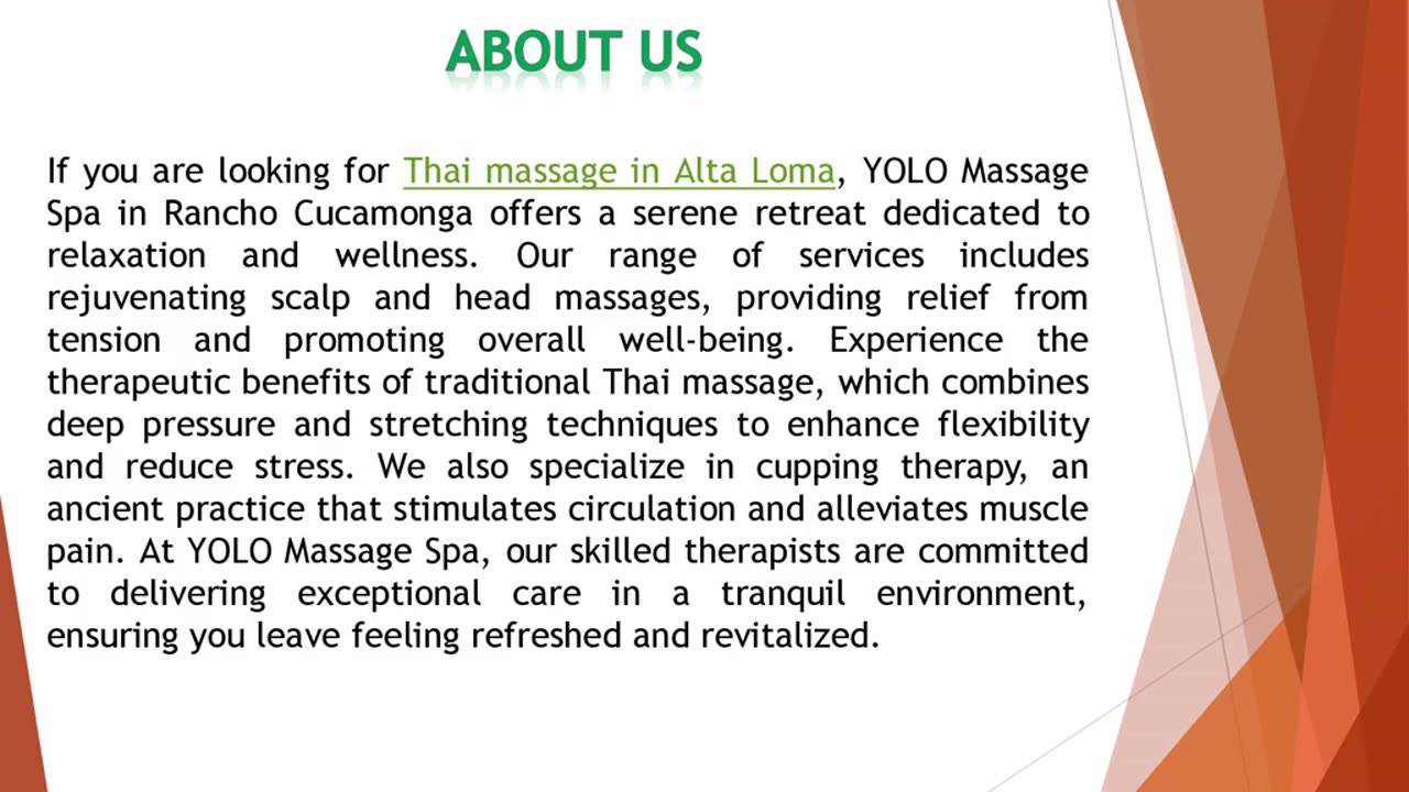 If you are looking for Thai massage in Alta Loma