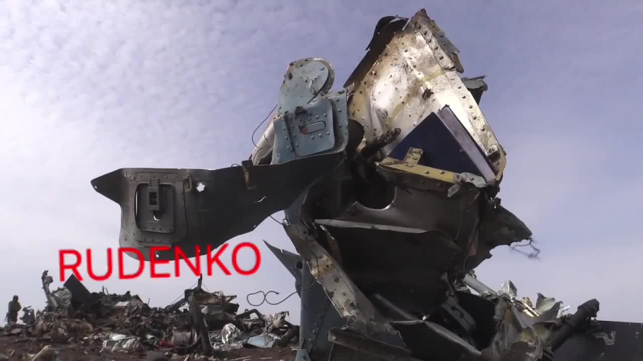 Ukraine War - Crash site of a downed helicopter in the sky over Mariupol