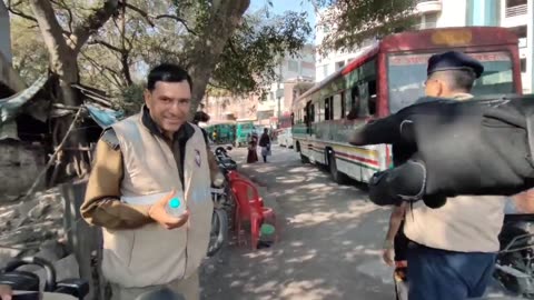 Our kanpur police is very good gave water to the police man standing in the sun😊