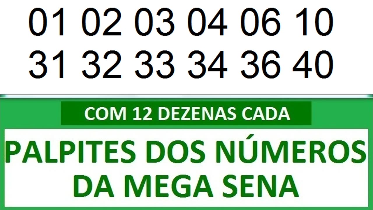 - PALPITES DOS NÚMEROS DA MEGA SENA COM 12 DEZENAS. a ac aac aaac aaaac