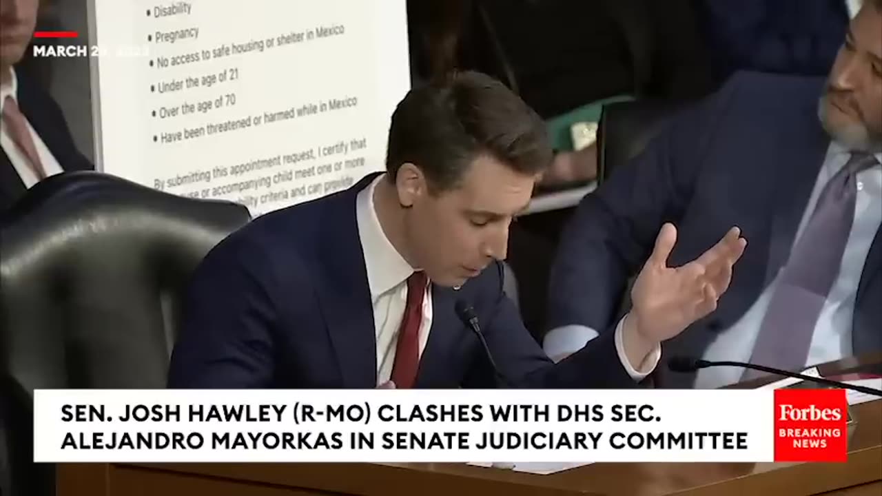 JUST IN Josh Hawley Explodes At Mayorkas Over App He Says Helps Illegal Immigrants Enter US