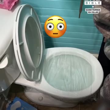 Plastic wrap hack for blocked toilets..