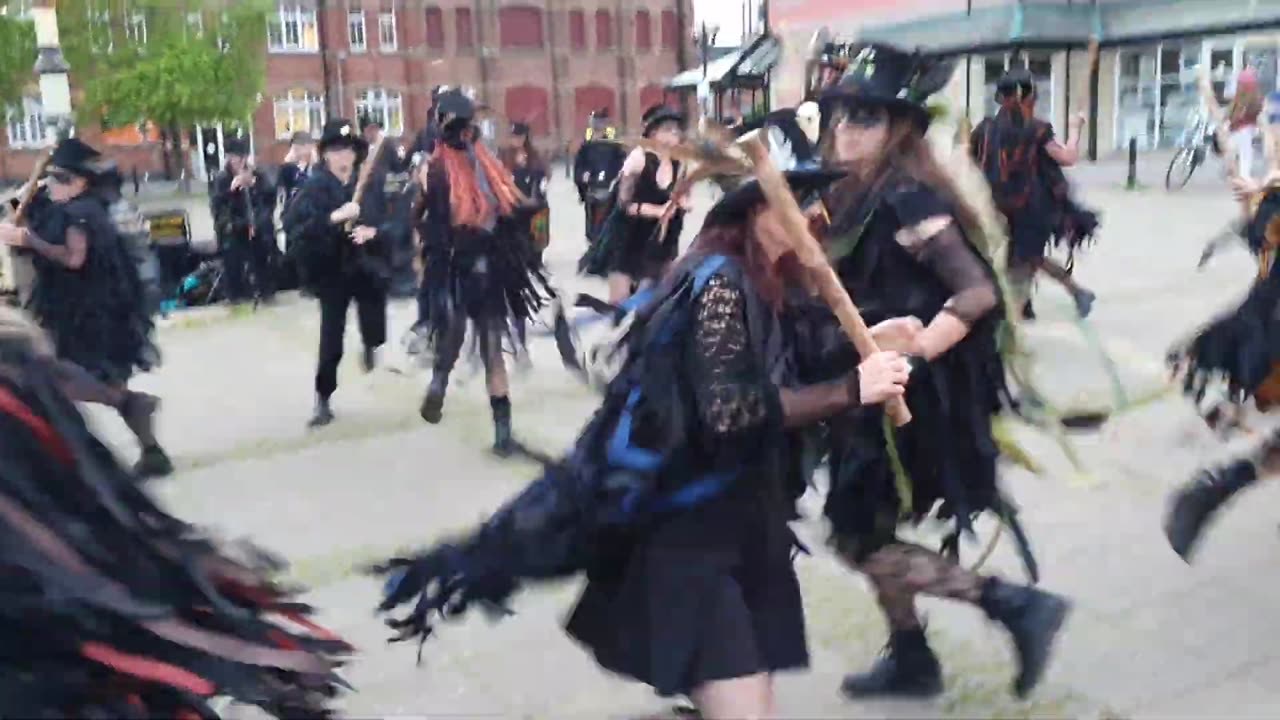 Beltane Border Morris dancing 4 Sets of Brimfield at Exeter Quay, Exeter 26 May 2022