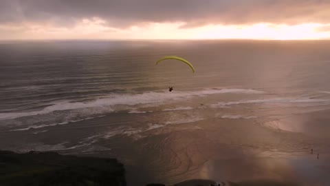 Paragliding at sunset