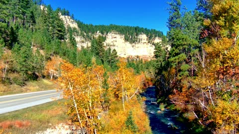 Spearfish Canyon in Peak Fall (South Dakota by Drone)