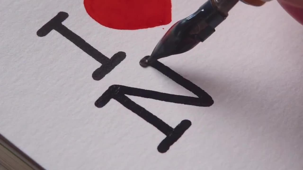 I Love Ny Logo Written with Calligraphy pen