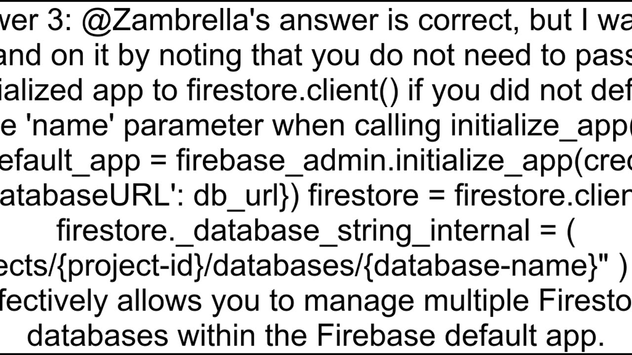 Accessing Firebase named database from Python SDK