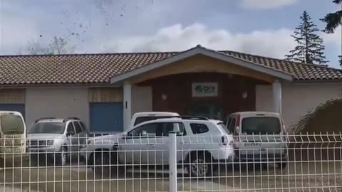 France - Angry farmers pour slurry on the OFB building in Clairac in the Lot-et-Garonne.