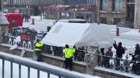 The PPS had to come down and help the convoy folks get their tent back