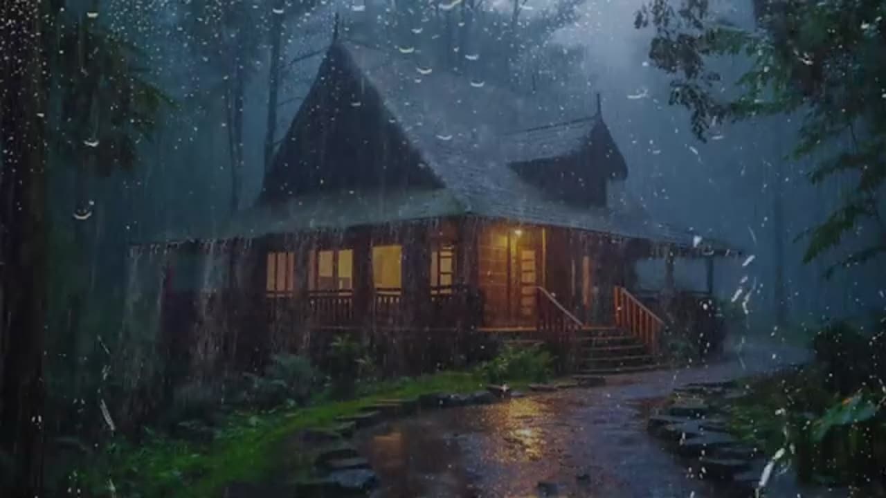 Heavy Rain for Quick Sleep and Relax Mind - Rain Sound on Roof in Forest