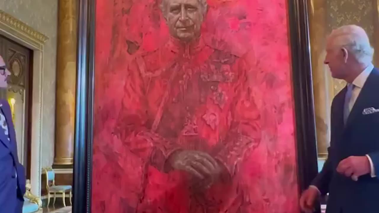 La presentazione del ritratto rosso sangue di Re Carlo