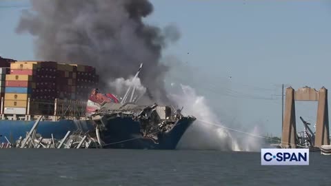 Workers conduct controlled demolition of collapsed Francis Scott Key Bridge