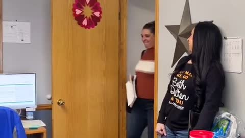 Spooked Co-Worker Throws Everything in Her Hands