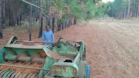 Test raking with JD 14T baler