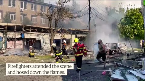 CCTV captures moment Russian missile strikes market in Donetsk, Ukraine