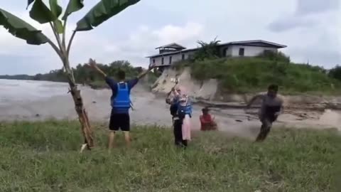 Two Short Clips of People Riding Mini Tsunamis for Fun