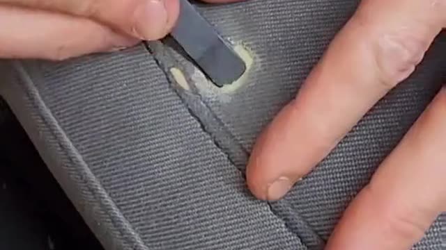 There is a small leak in the car seat.