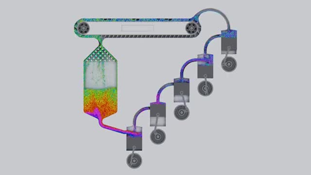 Particle fluid. Pistons. Simulation