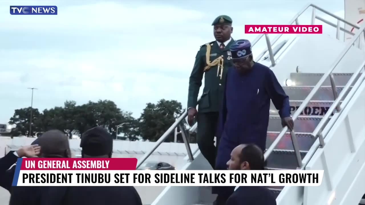 Moment president tinubu arrives in new York for 78th UNGA