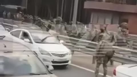 Dozens of military men landed near the bridge over the Oka River near Serpukhov.
