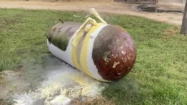 Well happy Monday to you,too Propane Tank vs Cow