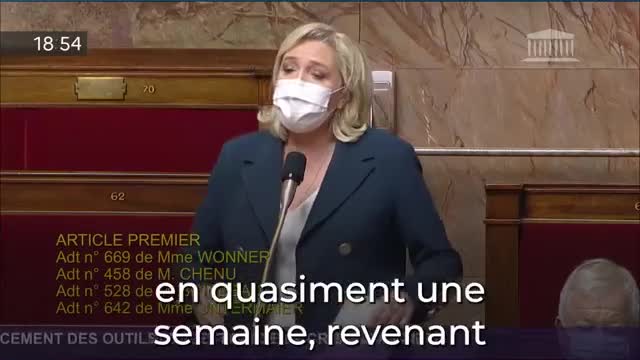 Marine le Pen: CES MESURES LIBERTICIDES SONT UN VÉRITABLE ENFER