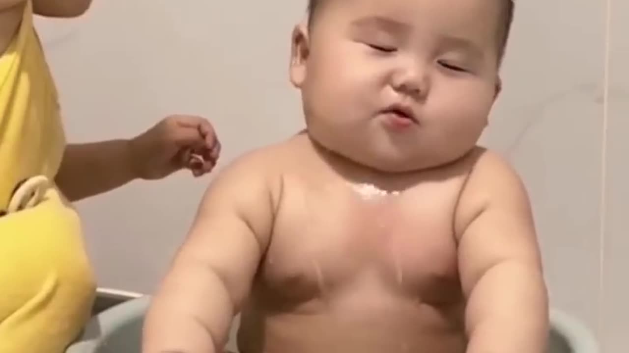 Cute babies bath time