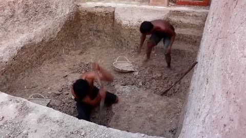 Primitive Guys build a Survival House Top and Underground Pool