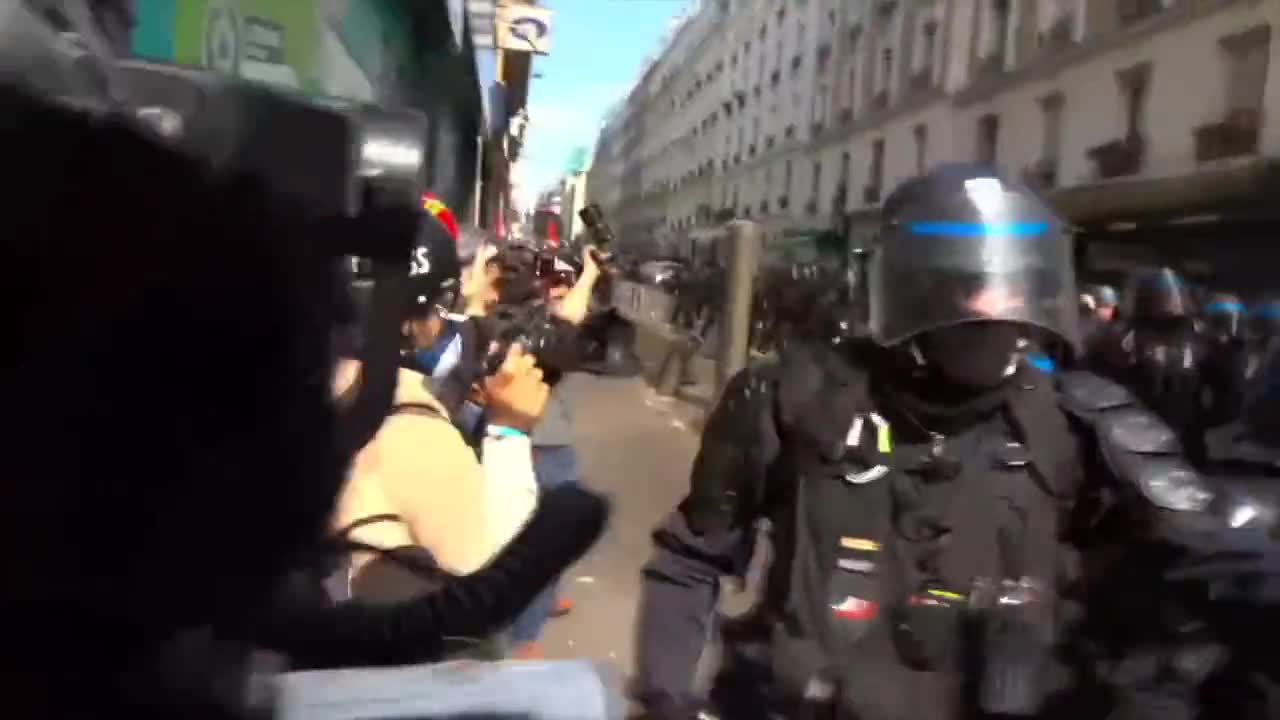 Leftists attack firefighters in Paris.