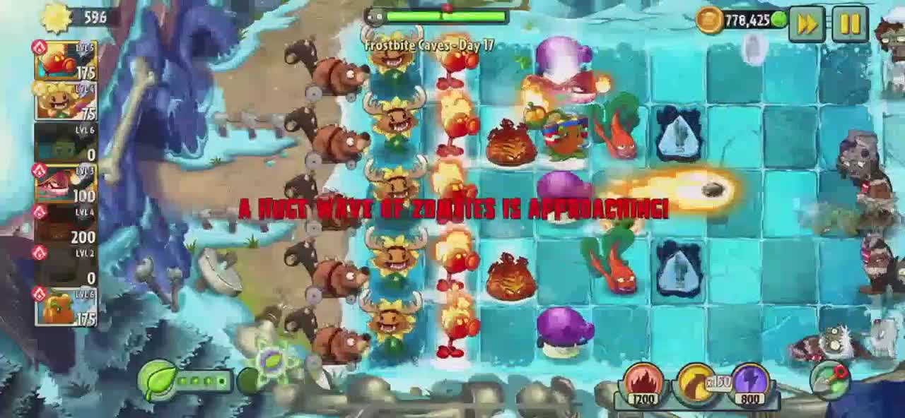 Plants vs Zombies 2 Frostbite Caves - Day 17