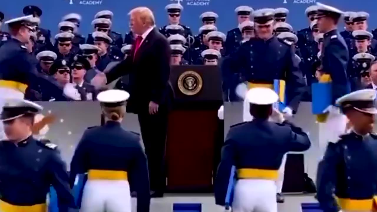 When President Trump stayed to shake hands with 1,000 cadets.