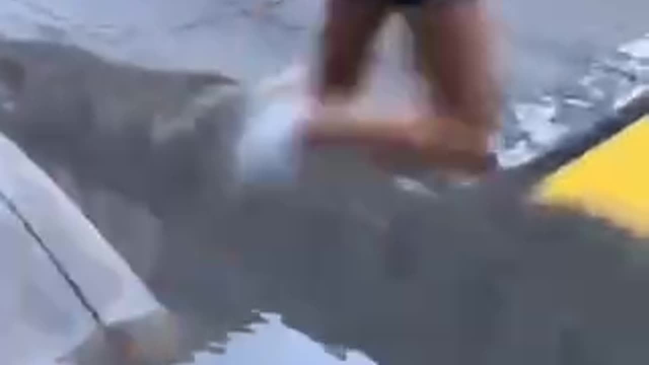 instant regret- jumping a puddle of water.