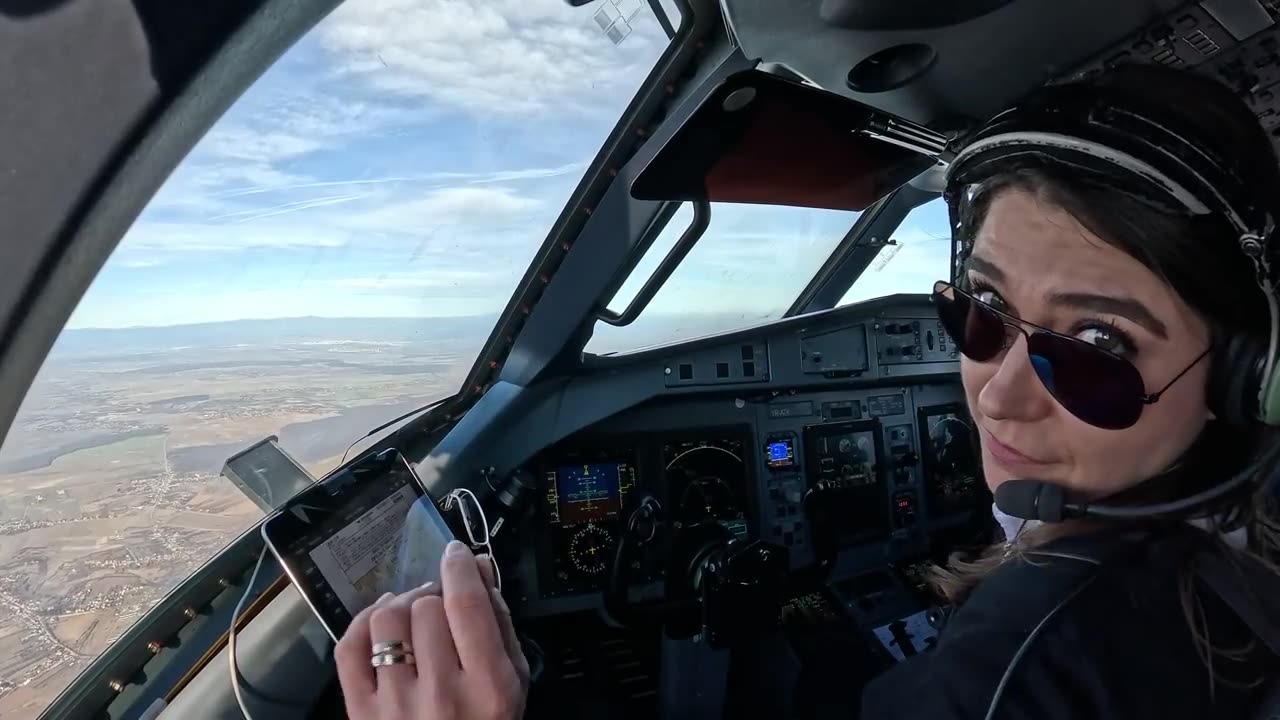 Beautiful Female Pilots In Cockpit _ Airplane Take Off _ Pilot View