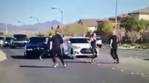 Adult Vegas thug attacking teenagers