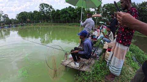 Huge Rohu Fish Catch In Rural Pond