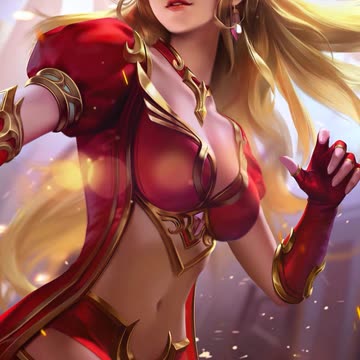 beautiful blonde young girl warrior portrait animation