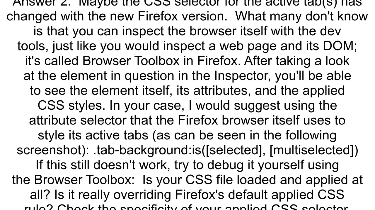 Firefox 124 How to change background color of active tab in userChromecss