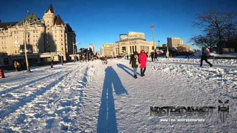 Ottawa Freedom Convoy, Westin hôtel coin Wellington et Rideau 2h pm 18/02/2022 (RAW)